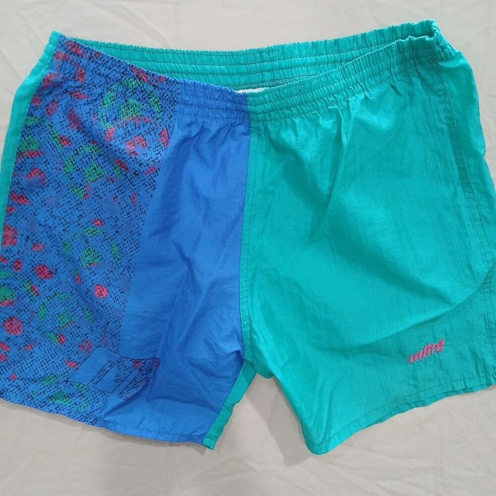 VTG MITRE Nylon Soccer Shorts Mens Large 90s Neon Florescent Retro Colors USA SM
